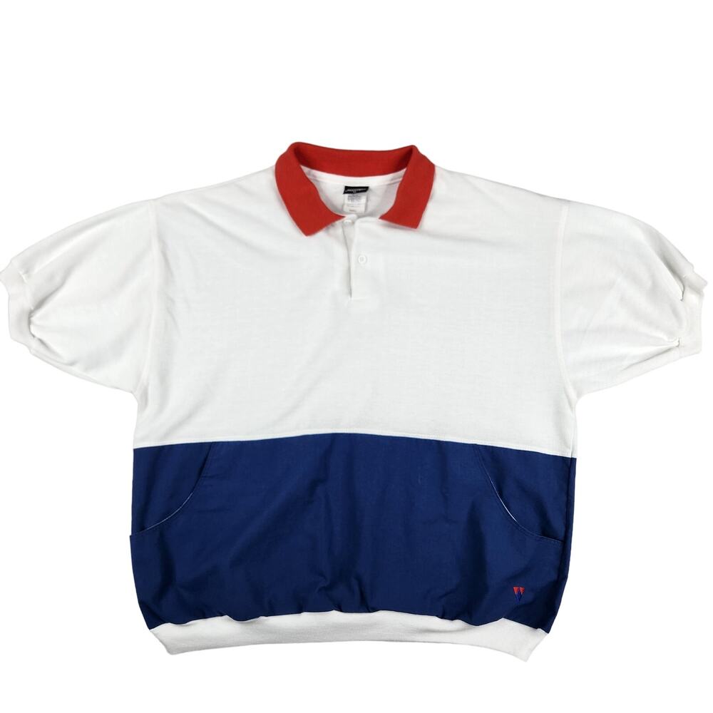 Vintage Jantzen Men's Cotton Knit Colorblock Polo Shirt Size XL Made in USA